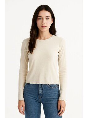 DYI Women's Long Sleeve Waffle Top White Size Medium